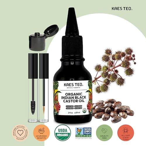 Kaes Teo Organic Black Castor Oil 2 Fl Oz – Cold-Pressed, Hexane-Free, 100% Pure