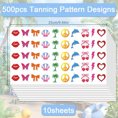 Hawaiian Tanning Stickers 500 Pcs - Self-Adhesive Body Stickers