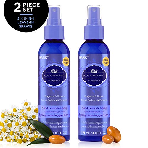 HASK BLUE CHAMOMILE 5-in-1 Leave In Conditioner Spray for blonde hair, color safe, gluten free, sulfate free, paraben free - BLUE CHAMOMILE 2 PIECE SET