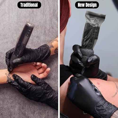 Sealable Tattoo Pen Covers Large, Gun Covers 2.5''x 7.8'', 200pcs Tattoo Machine Covers, Tattoo Machine Wrap for Tattoo Artists - Pro Supplies Accessories Black(2.5inchX7.8inch)