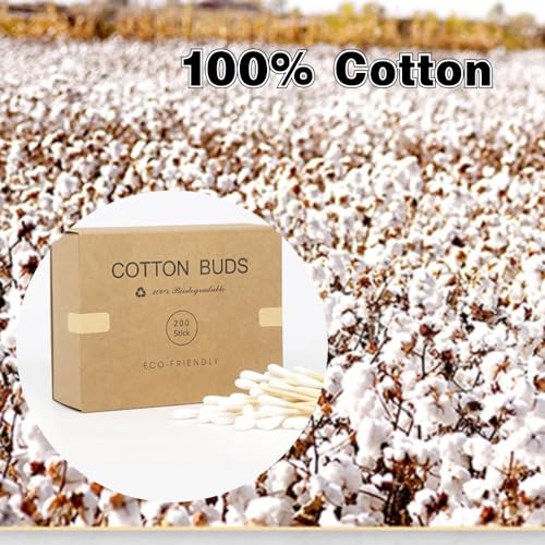 Colorful Cotton Swabs 200pc - Lint-Free Wooden Buds