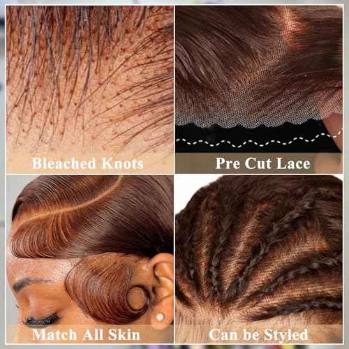 Brown Glueless Wigs Human Hair Pre Plucked Pre Cut 7x5 Chocolate Brown Lace Front Wig 200% Density Wear and Go Brown Wigs Human Hair 22 Inch for Women