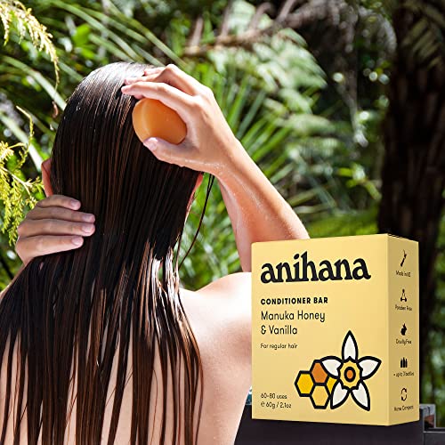 ANIHANA Conditioner Bar for Regular Hair Types Paraben Free Cruelty Free Refreshing Manuka Honey and Vanilla Scent 2.1 oz