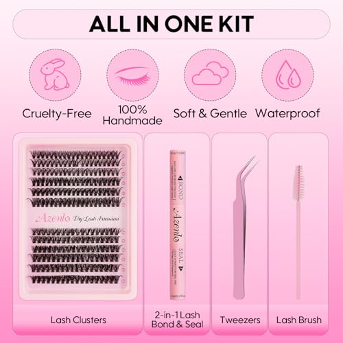 Azenlo 40D+60D DIY Lash Clusters Kit - 240pcs Wispy Extensions