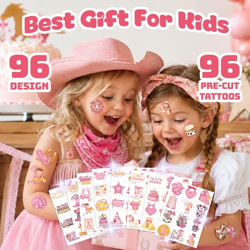 96 PCS Cowgirl Western Temporary Tattoos for Kids Party