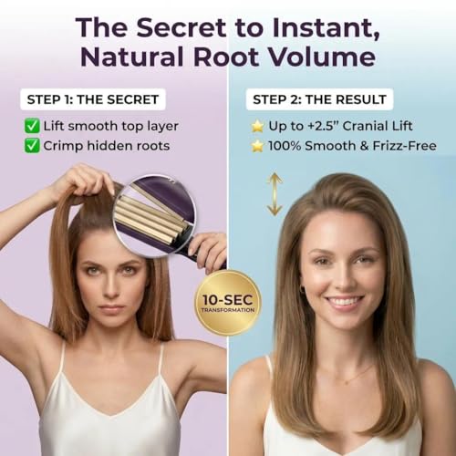 Hair Crimper Iron with Titanium Ceramic Plates - 5 Heat Settings
