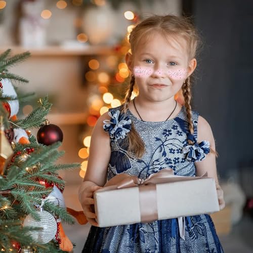Christmas Temporary Tattoos, 12 Sheets Waterproof Glitter Face Stickers