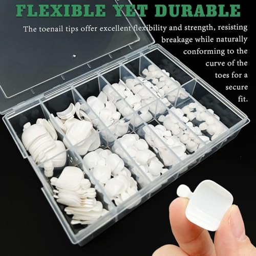 Gmlawsc 240 Pack White Press-On Toenails Set with Glue & Tabs for Women, Short Square Acrylic Fake Toenails, Full Cover, 12 Sizes