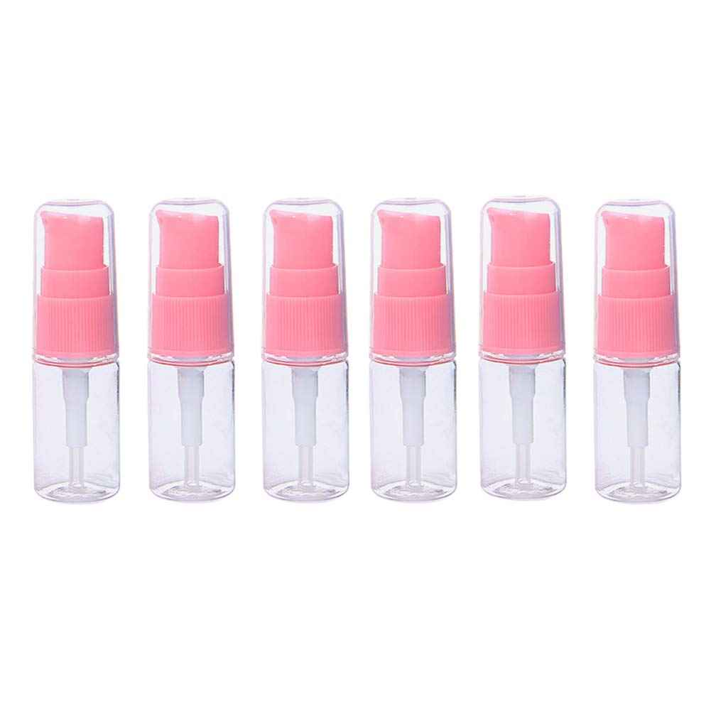 ericotry 6 Pack Empty 10ml Plastic Pump Bottles Cream Shampoo Lotion Pump Bottle Refillable Sample Travel Bottles Toiletries Liquid Container Jar Pot Vial for Cosmetic Make-up (Transparent)