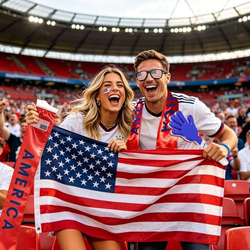 2026 World Cup USA Fan Kit with Flag, Sunglasses, Banner, Clapper, Wristband & Face Paint