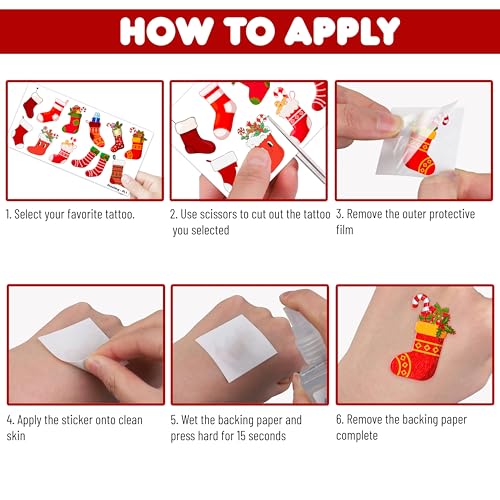 Christmas Stocking Temporary Tattoos 114 PCS