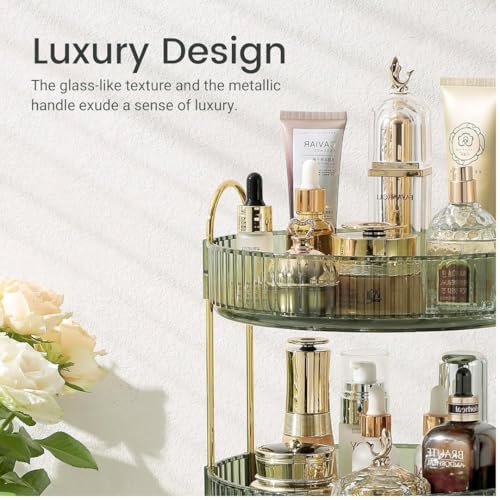 360° Rotating Makeup Organizer - 3 Tier Cosmetic Storage for Vanity