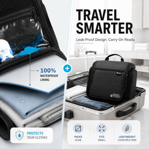 AvaJex Large Hanging Dopp Kit Toiletry Bag - Waterproof