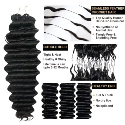 Deep Wave Crochet Hair Extensions 14" 120g Human Hair