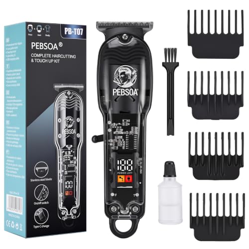 PB-T07 Cordless Hair Clippers for Men with LED Display & 4 Combs