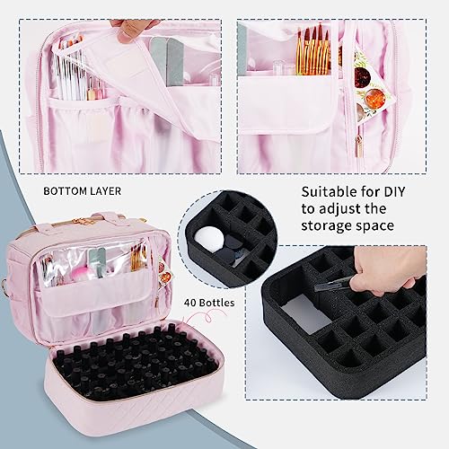 GR69N Nail Polish Organizer Case - Holds 50 Polishes & Nail Lamp