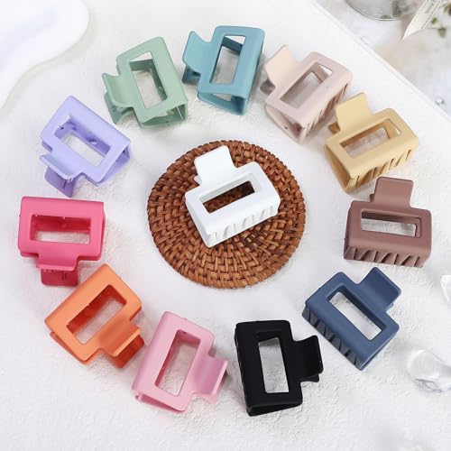 2 Inch Hair Claw Clips 12 Pack Colorful Matte Acrylic