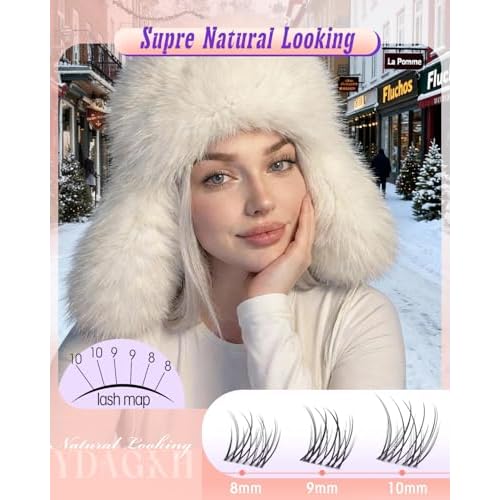 Short Lash Clusters Kit 8-9-10mm Velure Natural Eyelash Clusters Kit Clear Band Wispy Cluster Eyelash Extensions CC Curly Invisible Individual Lashes with Clear Lash Bond and Seal for Beginner Daily