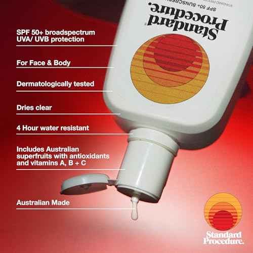 Standard Procedure. SPF 50+ Sunscreen, Travel-Size Broad Spectrum Face & Body Sunblock, 4HR Water Resistant, Organic Chemical Formula, 2 oz
