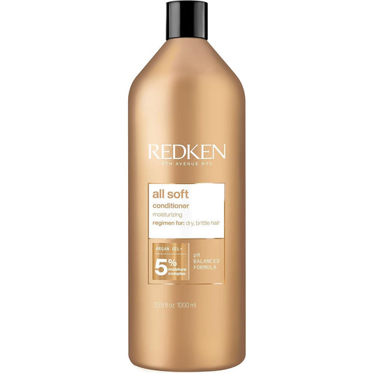 Redken All Soft Conditioner | Moisturizes and Deeply Hydrates| Softens, Smooths, and Adds Shine| Nourishing Conditioner for Dry Hair | Safe for Color-Treated Hair | With Argan Oil