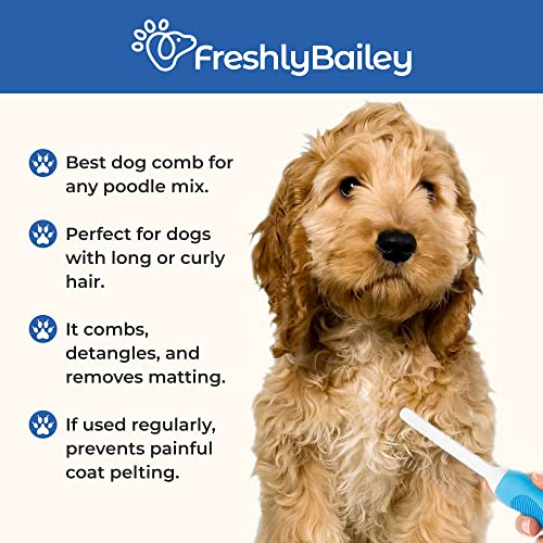 Pet Grooming Comb for Long & Curly Hair - Detangler Brush for Dogs & Cats