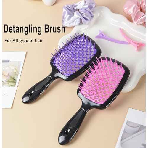 12 Pcs Hair Brush Set with Hair Spray Bottle for Toddlers, Women, Detangling Brush for Wet Dry Curly Hair, Edge Bristles Wide Tooth Rat Tail Combs for Baby Girls (pink)