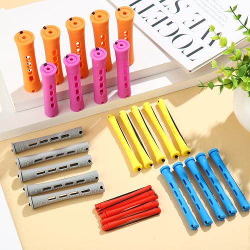 68 Pcs Hair Perm Rods Set - 6 Sizes with Clips & Comb
