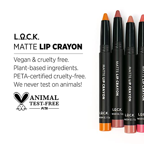 L.O.C.K. MATTE LIP CRAYON 05 COOL RED Long Lasting Velvet Soft Matte lipstick VEGAN & CRUELTY FREE