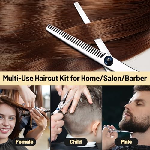 Professional Hair Cutting Scissors Set with Thinning Shears - 9-Piece Barber Kit