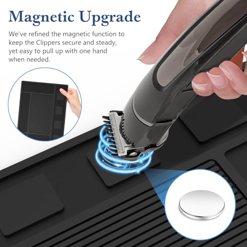 Magnetic Barber Mat with 4 Slots for Clippers & Scissors