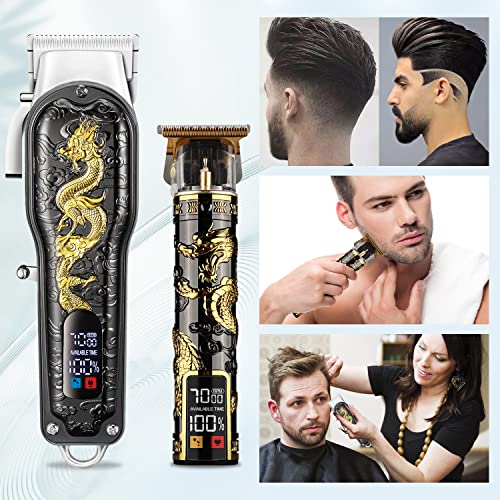 HIENA PRO Cordless Hair Clipper Kit with T-Blade Trimmer Set