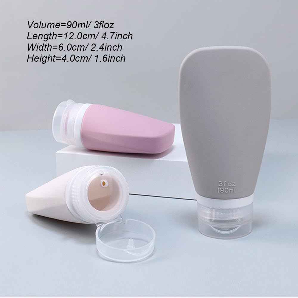 ForSewian Silicone Travel Bottles for Toiletries, TSA Approved Travel Containers 4 Pack of Leak Proof Refillable Accessories