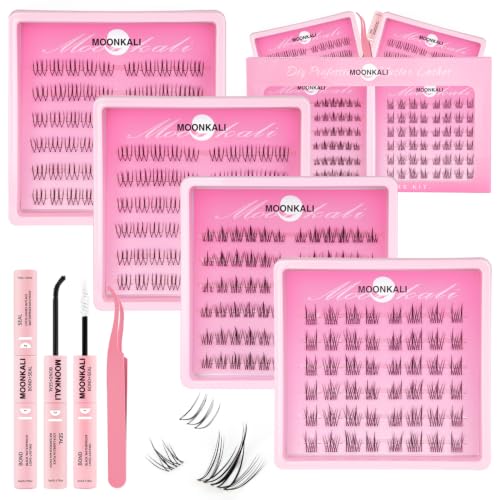 MOONKALI Natural Lash Clusters Kit - 3 Styles, Reusable Eyelash Extensions with Glue & Tweezers