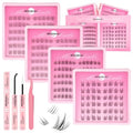 MOONKALI Natural Lash Clusters Kit - 3 Styles, Reusable Eyelash Extensions with Glue & Tweezers