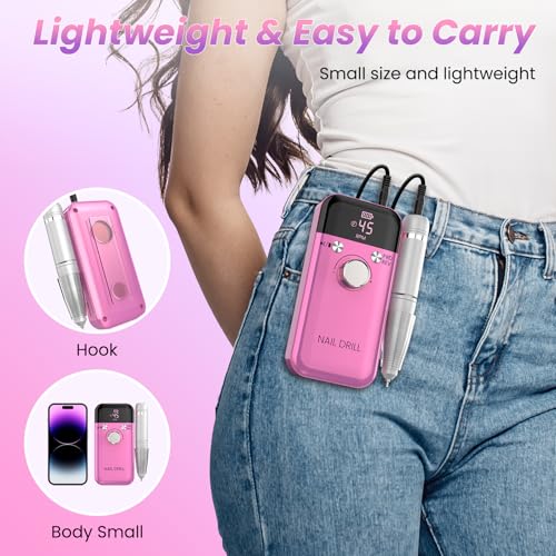 Maohaha Medium Cordless Electric Nail Drill Kit for Acrylic Gel Nails Manicure Pedicure