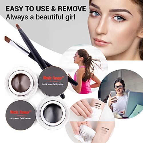 Music Flower Gel Eyeliner Waterproof - Black & Brown Duo