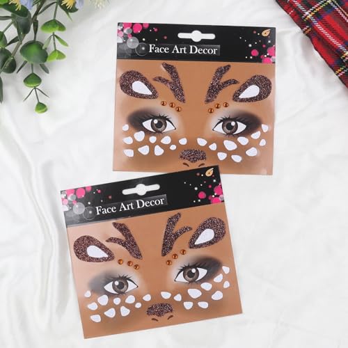 Christmas Glitter Face Tattoos - Reindeer & Animal Designs