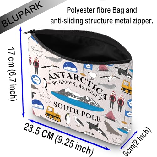 BLUPARK Antarctica Souvenir Cosmetic Bag - Travel Makeup Bag - Multicolor - Cartoon Pattern - 9.25" x 6.69" x 0.75" - Polyester - Easy to Clean, Durable - Women's Travel Cosmetic Bag