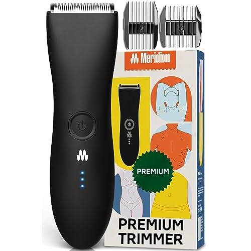 MERIDIAN The Trimmer Premium - Body Hair Trimmer & Electric Shaver for Men and Women for Pubic Hair, Chest, Legs & Bikini Line, Waterproof & Rechargeable, Onyx