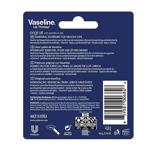 Vaseline Lip Therapy Original Lip Balm, 0.16 oz (Pack of 4)