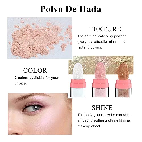 3-Shade Glitter Highlighter Powder with Brush
