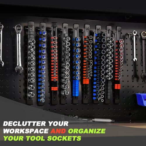 Heavy Duty 3-Piece Socket Organizer Rail Set for 1/4", 3/8", 1/2" Drive