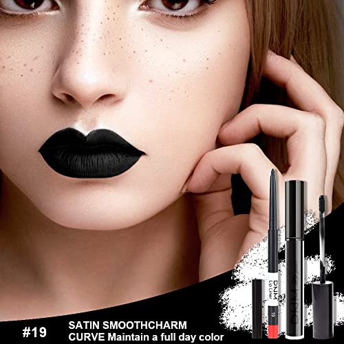 AMY'S DIARY Matte Lip Liner & Lipstick Set - Long Lasting Black