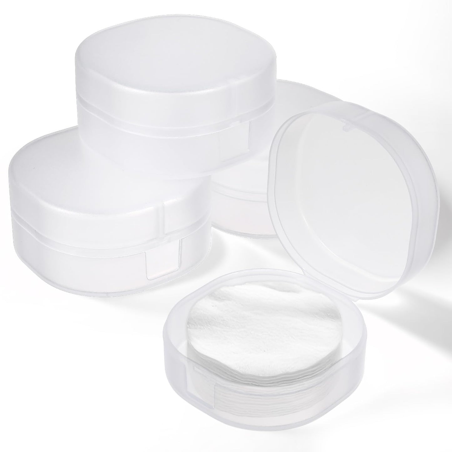 QfwdfcTrenz 4Pcs Plastic Cotton Square Holder Cosmetic Cotton Pad Holder with Hanging Loop Portable Travel and Sealed Suitable for Makeup Remover Cottons Balls, White