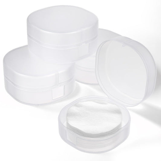QfwdfcTrenz 4Pcs Plastic Cotton Square Holder Cosmetic Cotton Pad Holder with Hanging Loop Portable Travel and Sealed Suitable for Makeup Remover Cottons Balls, White