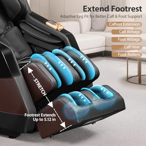 4D Zero Gravity Massage Chair 57.1" SL-Track Shiatsu Recliner