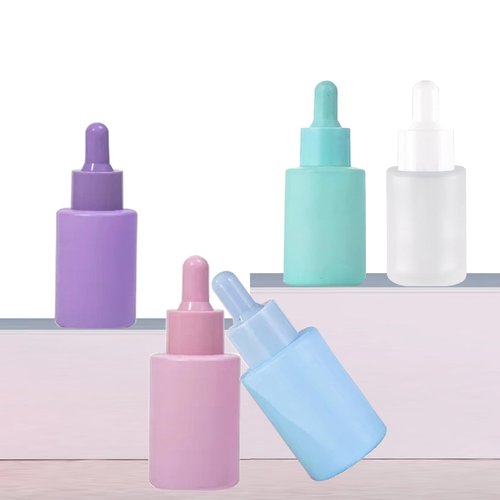 AGENIZ 4 Pack Glass Dropper Bottles, Clear Frosted with 2 Funnels & 2 Lotion Pumps, 30 ml Essential Oil Bottles