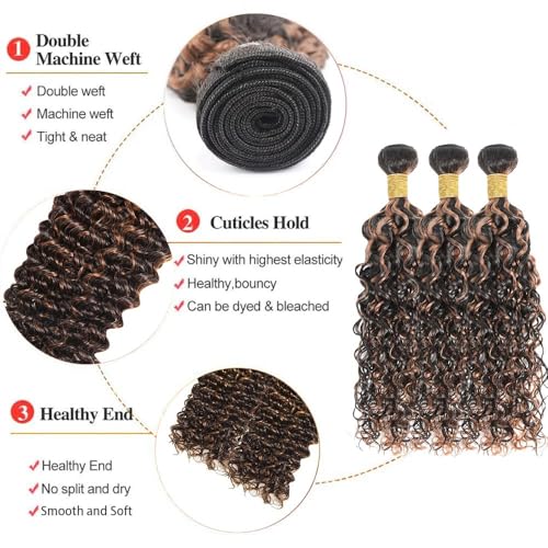 Ombre Curly Human Hair Bundles 1B/30 - 20, 22, 24 Inch