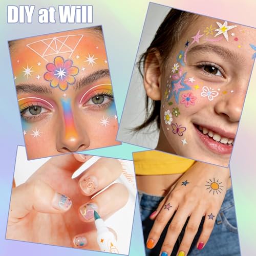 Temporary Tattoo Markers Set - 12 Colors with 81 Stencils
