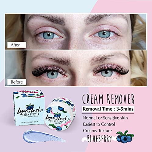 Lyon Lash Pro Gentle Eyelash Extension Cream Remover 15g 0.51fl. oz | Removes Lash Extension Glue Effectively| Low Irritation for Sensitive Skin | Essential Lash Extensions Supplies(Blueberry)